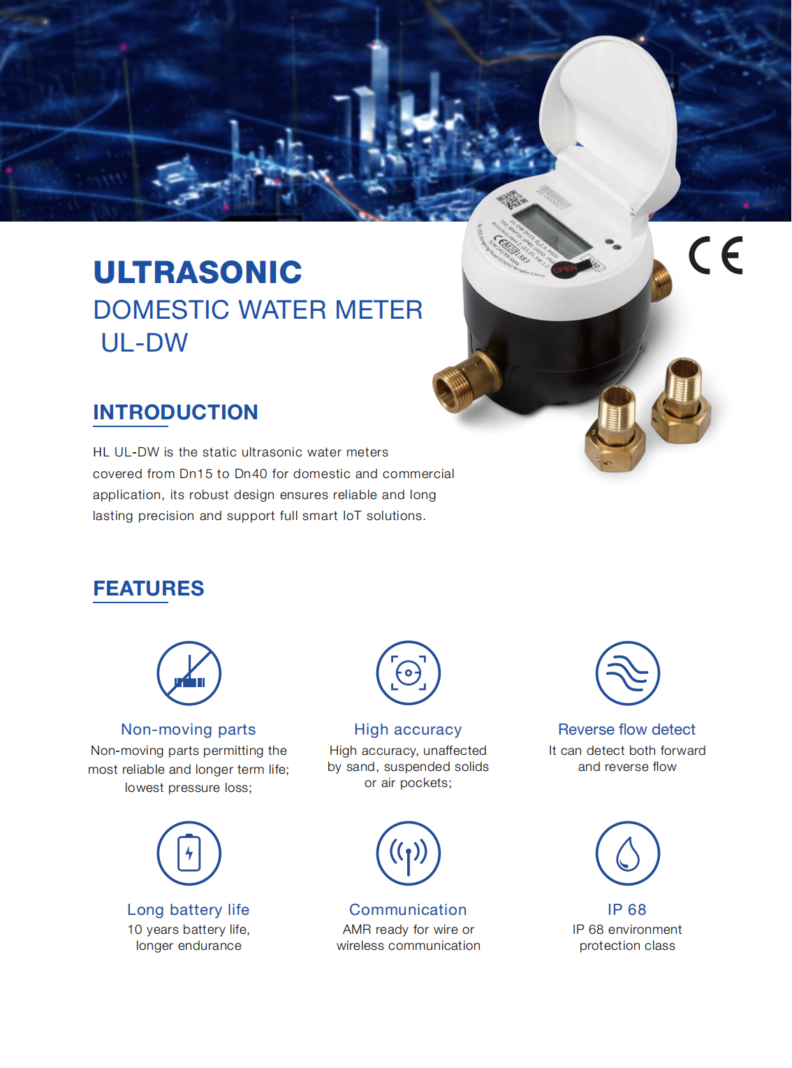 Ultrasonic Domestic Wireless R250 Smart Water Meter 