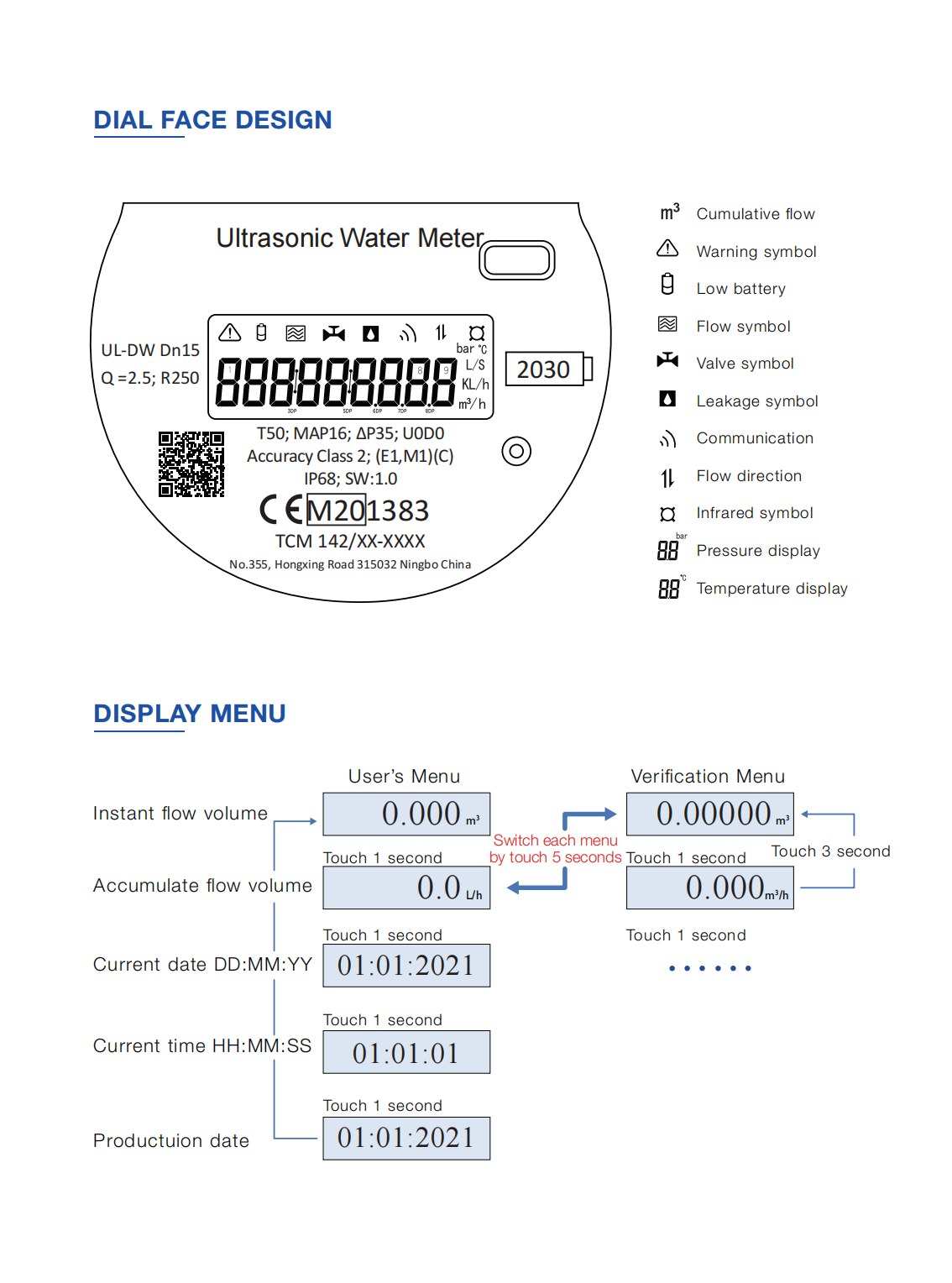 Ultrasonic Domestic Wireless R250 Smart Water Meter 